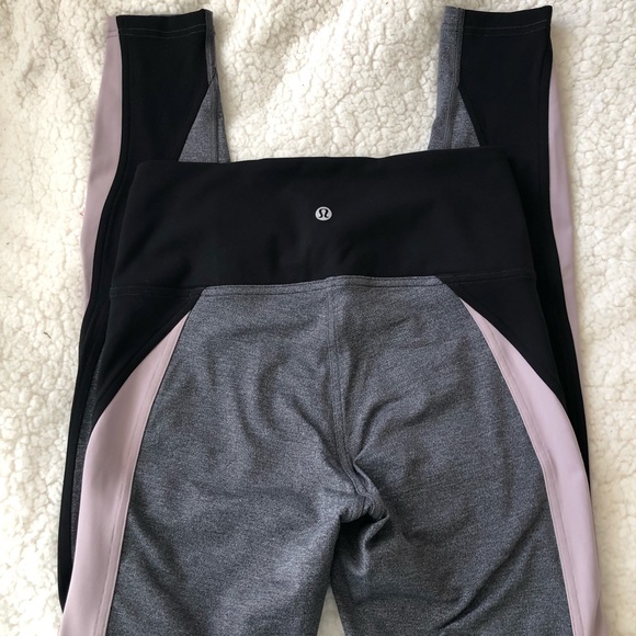 Lululemon Athletica Stripe Leggings, Gray, Pink - Picture 2 of 6